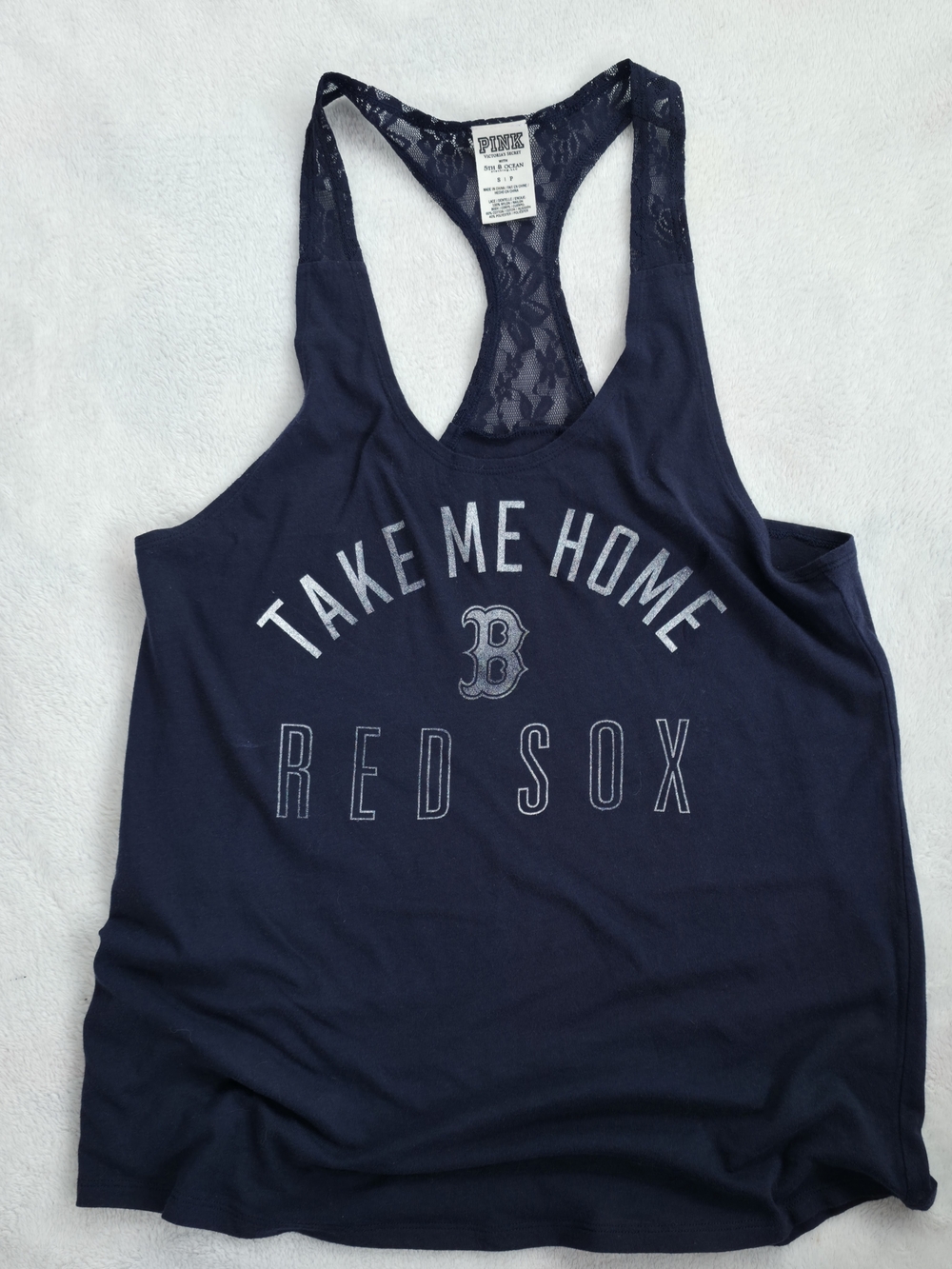 PINK Victoria’s Secret Boston Red Sox Lace Back Racerback Tank Top Small